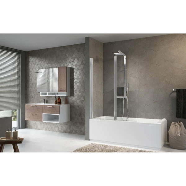 AURORAN2-1A BADSCHERM NOVELLINI AURORA 120 - 150 ! wit veiligheidsglas transparant omkeerbaar