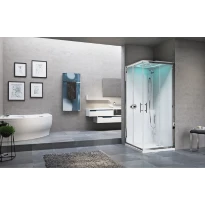NOVELLINI eon a 90x90 mit.ther.+coifee verre transp.blanc fin.silver
