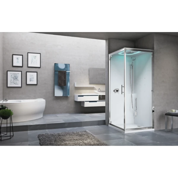 NOVELLINI eon g+f 90x90 mit.ther.verre transp.blanc fin.blanc