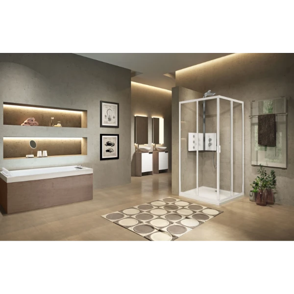 CLOISON FIXE NOVELLINI LUNES 2.0 84 - 195 ! chromé mat transparent réglable 84/87