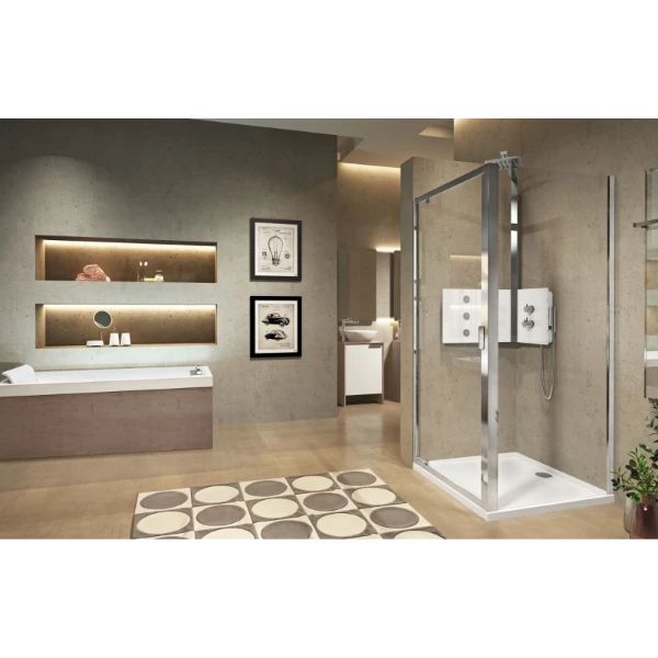 Novellini Lunes 2.0 F paroi latérale 900 x 1950 mm - gris argent mat - transparent (réglable 840-900 mm)