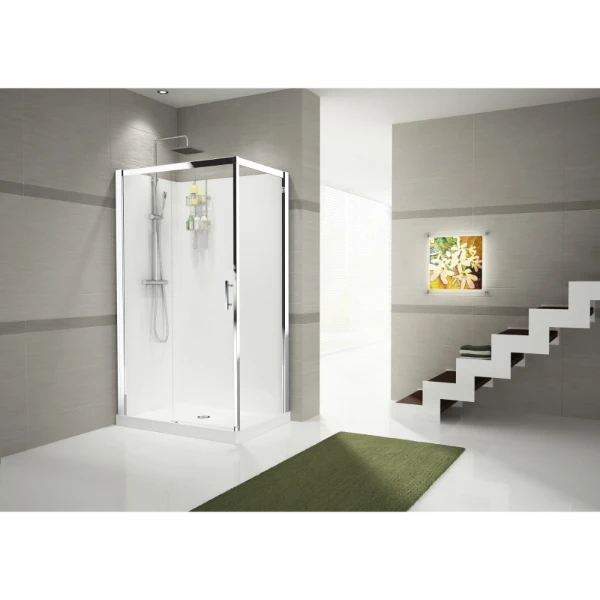 NOVELLINI verdi 2p 120x90 li.ther.meng.douchebak laag helder glas chroom/grijs