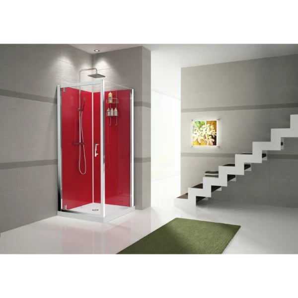DOUCHECABINE NOVELLINI VERDI 90 - 90 o 242 ! chroom veiligheidsglas helder draaideur met vaste wand ( wanden wit )