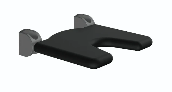 Normbau Nylon Care Siège de douche rabattable, assise ergonomique noir NY.844.020, 450 x 450 mm, Blanc 019