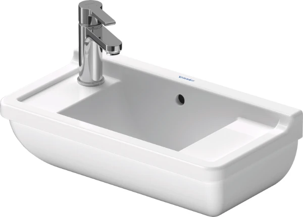 Duravit Starck 3 lave-mains 500 x 260 mm - blanc - sans trou de robinet - avec trop-plein