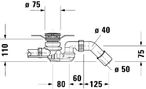 Duravit vid.cable av.tp,remplissage par le vidage,version longue,52mm,chromé