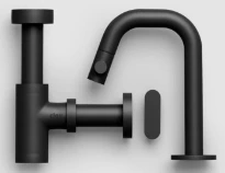 Clou Kaldur set de robinet - noir mat (composé de robinet eau froide - bouchon de vidange - siphon Minisuk) - prix par set