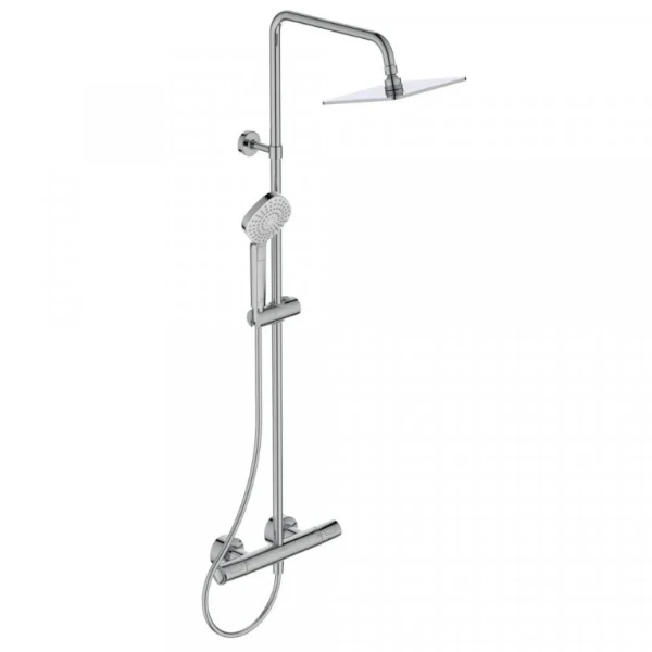 Ideal Standard CeraTherm T100 système de douche avec CeraTherm T100, IdealRain Evo Diamond douchette 110 mm avec 3 fonctions, douche de tête 200x200mm et IdealFlex 1750 mm chromé