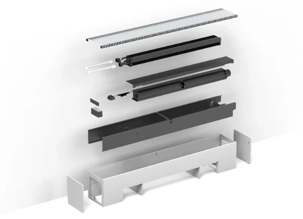 Jaga Freedom convecteur indépendant H200xT19xB1810 - 3937 Watt (EN442 75/65/20) - 133 Ral 9016 Blanc signalisation (soft touch) - grille Alu naturel