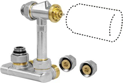 Jaga set 101 - aansluiting naar de wand aanvoer binnenzijde - Jaga thermostaatknop wit - klemkoppelingen EK3/4 x 16/2 VPE/ALU