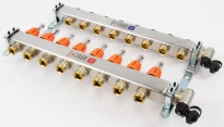 Begetube UFH inox collecteur set pour chauffage par le sol avec réglage, set de finition et purgeur 4/4 - 8 x EK3/4