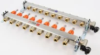 Begetube UFH inox collecteur set pour chauffage par le sol avec réglage, set de finition et purgeur 4/4 - 9 x EK3/4
