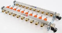 Begetube UFH inox collecteur set pour chauffage par le sol avec réglage, set de finition et purgeur 4/4 - 10 x EK3/4
