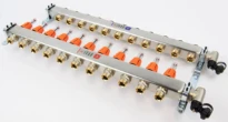 Begetube UFH inox collecteur set pour chauffage par le sol avec réglage, set de finition et purgeur 4/4 - 11 x EK3/4