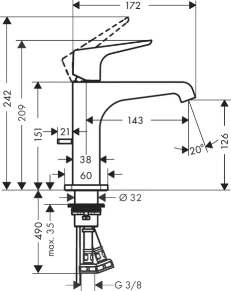 Axor Citterio E mitigeur lavabo avec vidange chromé sailli 143mm, comfortzone 125