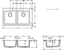 HANSGROHE S510 - F770  - Evier 370 x 370 - noir graphite