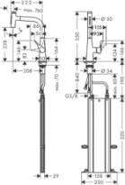 Hansgrohe Metris M7117-H240 Mitigeur Select 240 avec douchette extractible 2jets et Sbox ST