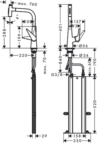 HANSGROHE M5117-H300 Mitigeur Select 300 avec douchette extractible 2jet et sBox ST