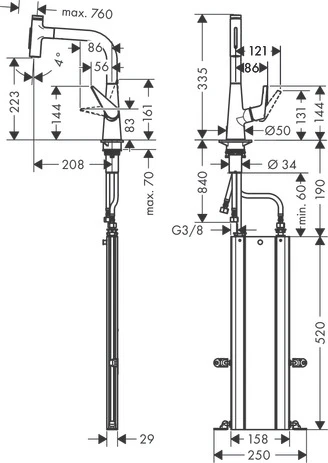 HANSGROHE M5117-H220 Mitigeur Select 220 avec douchette extractible 2jet et sBox ST
