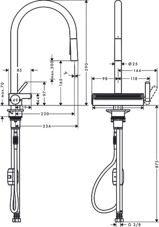 HANSGROHE Aquno Select M81 170 - 3 jet chroom