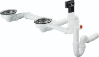 Hansgrohe D17 - 10 - Sifon et vidage man. pr évier double (granite)