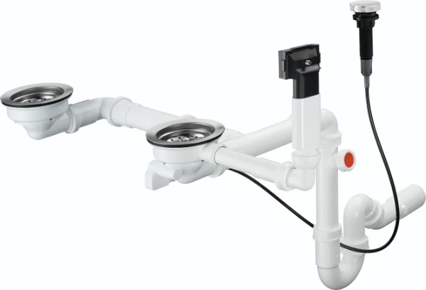 HANSGROHE D17 - 11 - Sifon et vidage aut. pr évier double (granite)