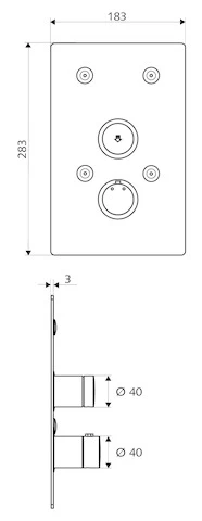SCHELL Robinet de douche à encast. LINUS BASIC D-SC-T,temporisé, thermostat,inox.