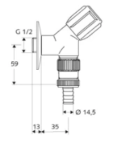 SCHELL Rob.de serv.siège incli. COMFORT 1/2",avec RV,séc.de rupt.flexible,chromé