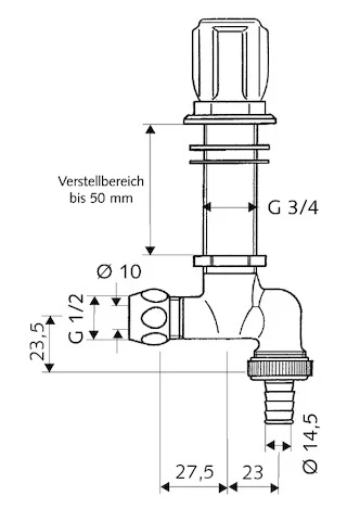 SCHELL Rob.plan de travail COMFORT, RV 1/2"x10mm,pl.de régl.jusqu'à 50mm,chromé