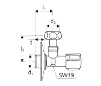 SCHELL Robinet d'équerre COMFORT, 1/2" avec raccord 3/8" réversible, chromé