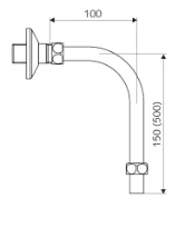 SCHELL Coude de sortie VITUS DN 15 coude 90°,diam. 15 x 100 x 500 mm,chromé