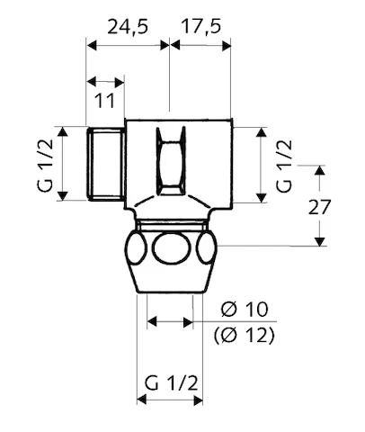 SCHELL Raccord-T, 1/2" x 10 mm avec raccord à sertir, chromé