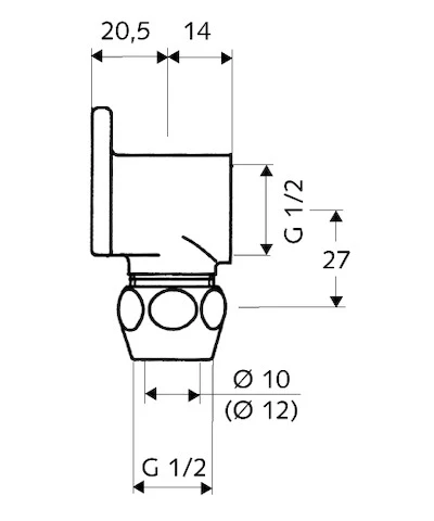 SCHELL Plaque murale, 1/2" x 10 mm avec raccord à sertir, chromé