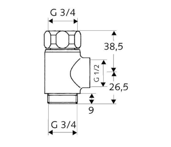 SCHELL Raccord-T avec écrou flottant 3/4", chromé