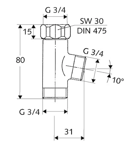 SCHELL Raccord-T pour rob.de serv.et rob.d'év.,3/4",chr.