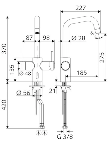 SCHELL GRANDIS E Keukenkraan GRANDIS E HD-M IR, hendel, MW, met batterijvak, chroom