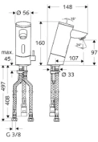 SCHELL Rob. de lav. électro.PURIS E ND-M eau mitigée, alimentation piles, chromé