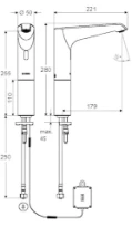 SCHELL Rob.de lav. électro. XERIS E HD-K large,eau froide,alimentation piles,chr.