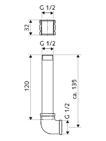 SCHELL Urinoir aansluitgarnituur 1/2", voor inbouw drukspoeler