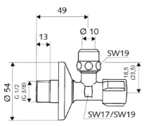 SCHELL Rob. d'équerre COMFORT, régulable 3/8", KIWA, chromé