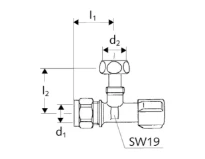 SCHELL Rob. d'équerre COMFORT, régulable avec raccord réversible 1/2", chromé