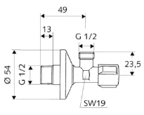 SCHELL Robinet d'équerre COMFORT sans raccord à sertir, 1/2"x1/2", chromé