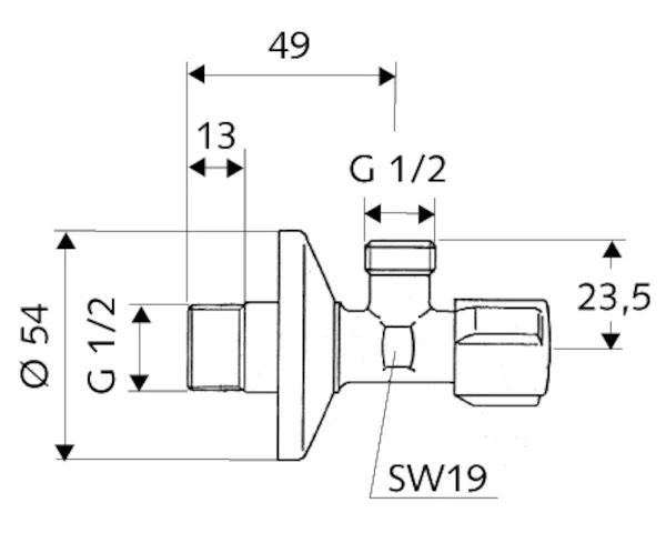 SCHELL COMFORT Hoekregelkraan COMFORT z.klemschroefkoppeling,1/2"x1/2", chroom
