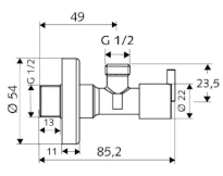 SCHELL Robinet d'équerre design PINT régulable,sans racc.à sertir,1/2",chromé