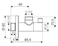 SCHELL Robinet d'équerre design WING régulable,sans racc.à sertir,1/2",chromé