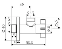 SCHELL Robinet d'équerre design 4WING régulable,sans racc.à sertir,1/2",chromé