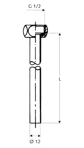 SCHELL Set tube cuivre Ø 12mm 500mm avec écrou 1/2" p.chauffe-eau élec., chr