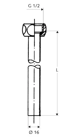 SCHELL Set tube cuivre Ø 16 mm, 500 mm avec écrou 1/2" p.chauffe-eau élec., chr