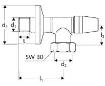 SCHELL Rob.d'équerre compteur d'eau 1/2" écrou 3/4" prévu pour plombage, chromé