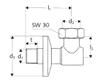SCHELL Coude de rac. compteur d'eau 1/2" écrou 3/4" prévu pour plombage, chromé